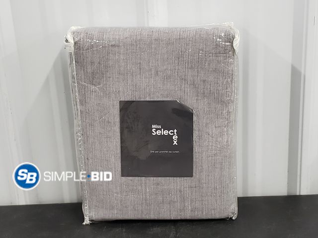 Lot 58-53713 - Selectex Linen Textured Curtains - Grey - One Pair Grommet Top Curtain