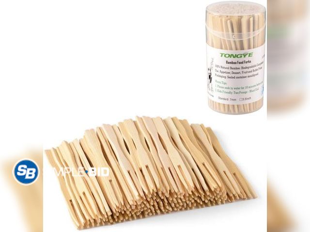 Lot 58-67589 - New Mini Bamboo Forks 3.5 inch, Cocktail Forks Appetizer Forks, Small Wood Forks for Fruit, Disposab...