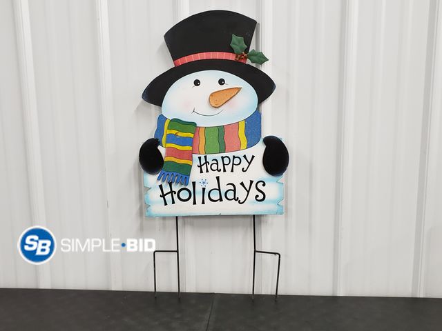 Lot 58-72812 - Happy Holidays Snowman Sign That you can Put Outside - Used and Very Cute