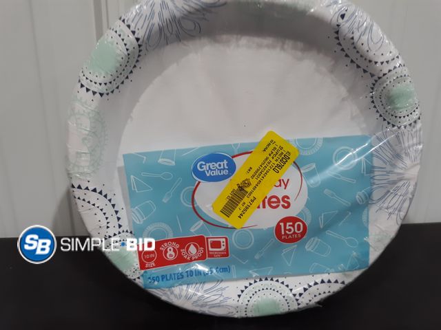 Lot 58-26727 - New Great Value paper plates -- 150 plates