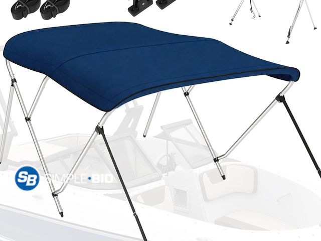 Lot 58-75998 - New Bimini Tops for Boats, Navy 3 Bow L6' x W67-72 x H46, 900D Polyester Bimini Top, 2 Rear Support ...