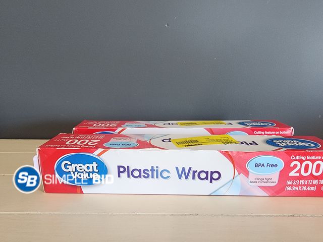 Lot 58-36216 - Lot of (2) New Great Value Plastic Wrap, 200 Sq ft