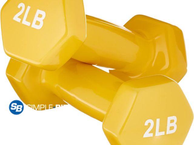 Lot 58-78155 - New Amazon Basics Vinyl Coated Dumbbell Hand Weights 2lbs