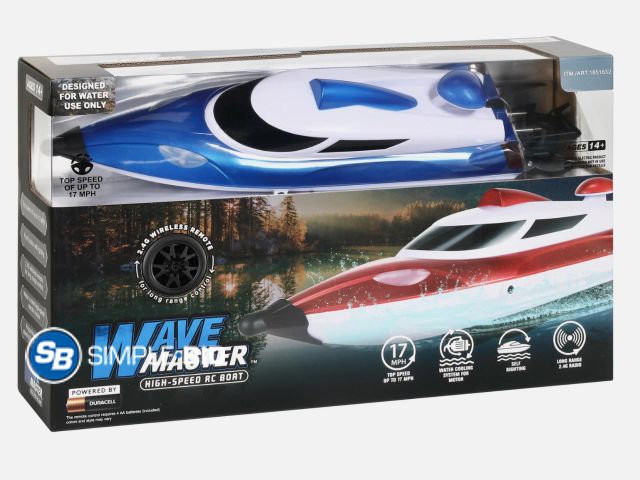 Lot 58-70845 - Wave Master High Speed RC Boat with Wireless Remote, 17 MPH Top Speed Age 14+ - out of box - light u...