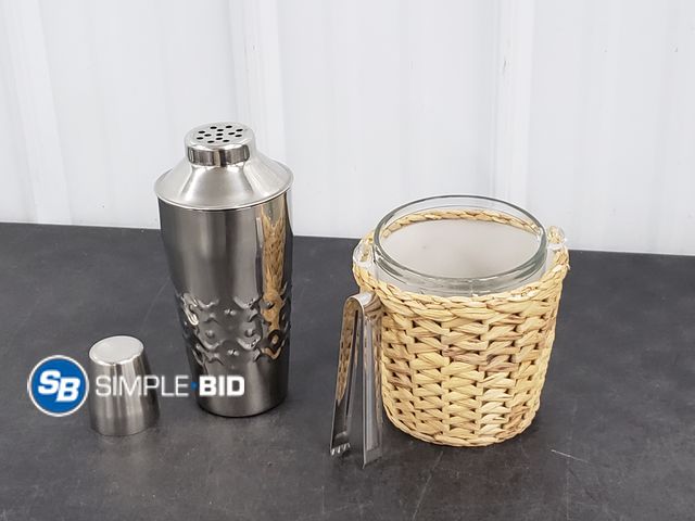Lot 58-59535 - Stainless Steel Cocktail Shaker with Small Ice Bucket/Tong