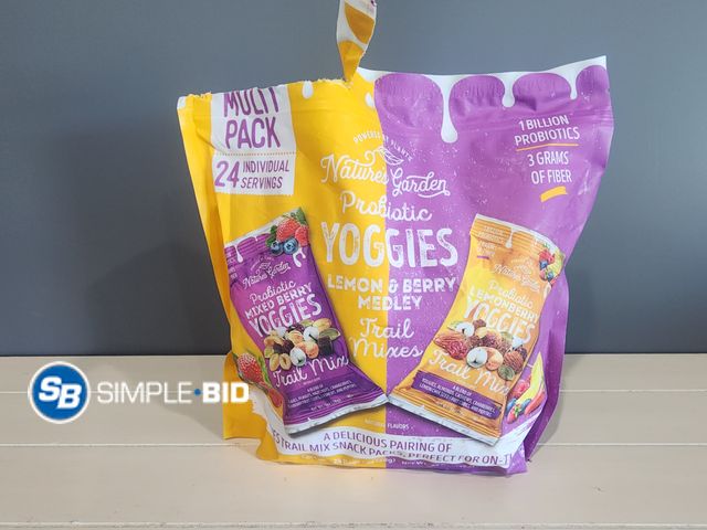 Lot 58-35833 - Nature's Garden Probiotic YOGGIES - lemon and berry medley Trail mixes - 23 individually packages - ...