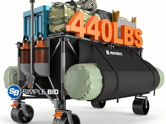 Lot 58-31890 - New 300L Collapsible Wagons Cart with Wheels Foldable, 440lbs Heavy Duty Folding Wagon, Upgraded Eff...