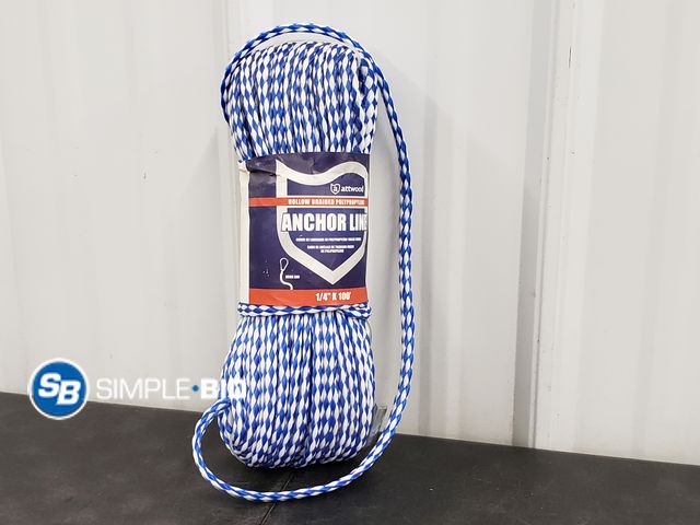 Lot 58-67494 - attwood Anchor Line 1/4"x 100' Hollow Braided Polypropylene