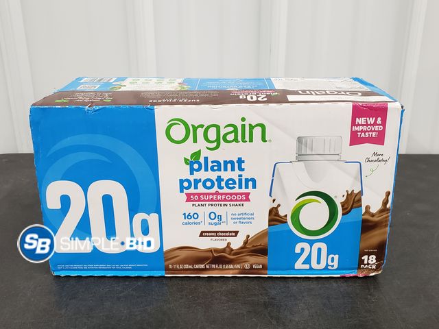 Lot 58-29739 - Orgain CREAMY CHOCOLATE Protein Shake 17 pack - 11 fl oz each - unopened - best by 6/26