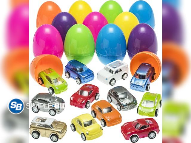Lot 58-53545 - New PREXTEX 12-Pack Stuffed Easter Eggs Toy with Mini Pull-Back Toy Car Inside - Easter Basket Stuff...