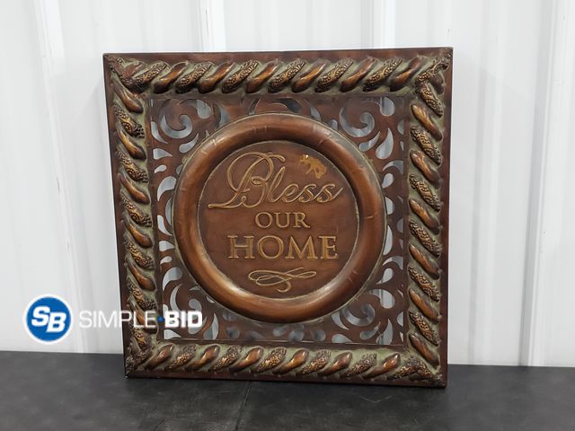 Lot 58-72072 - Metal Decor Sign - "Bless our Home" 18 x 18"