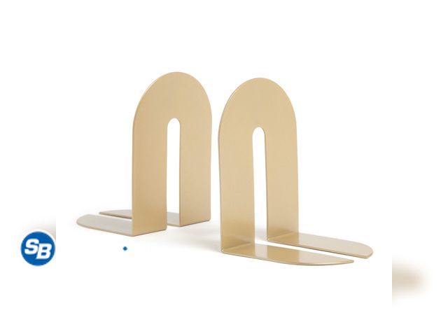 Lot 58-71495 - New U Brands Bent Metal Arch Bookends, Industrial, Set of 2, 6.7 x 5 x 4.7 in., Gold