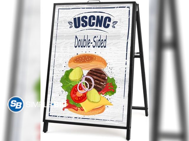 Lot 58-59672 - 24 x 36 Inch A Frame Sign Double-Sided Folding Sandwich Board Heavy Duty Slide-in Sidewalk Signboard...