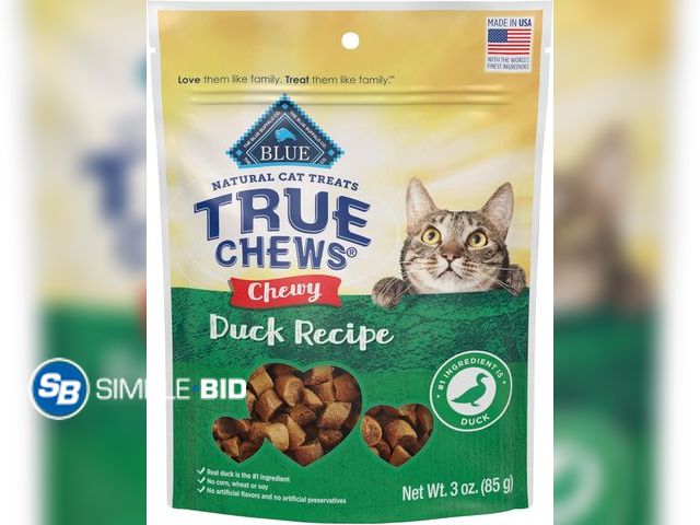 Lot 58-69666 - Lot of (3) Blue Buffalo True Chews Natural Chewy Cat Treats, Made in the USA, Duck Recipe, 3-oz Rese...