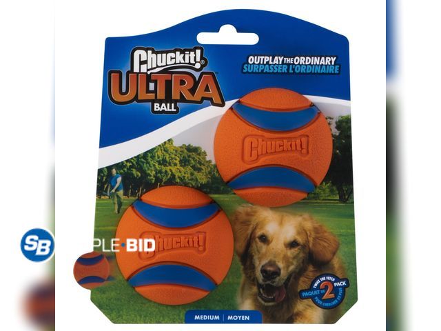 Lot 58-40538 - New Chuckit! Ultra Ball Durable Rubber Fetch Dog Toy, Medium 2.5" for Medium Dogs, Pack of 2, Orange