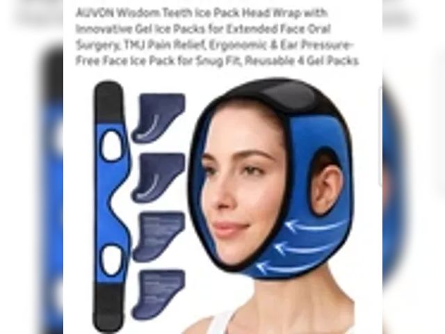 Lot 58-68890 - Lot of (4) New Ice Pack, Head Wrap for Wisdom Teeth Jaw Head Chin Relief w/4 Gel Hot/Cold Packs