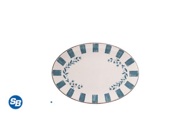 Lot 58-36149 - New Better Homes &amp; Gardens 18-inch Oval Bamboo Melamine Serving Tray, Blue