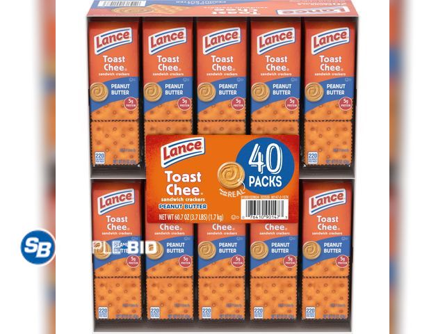 Lot 58-83423 - Lance Sandwich Crackers, ToastChee Peanut Butter, 40 Ct - individually wrapped - expired