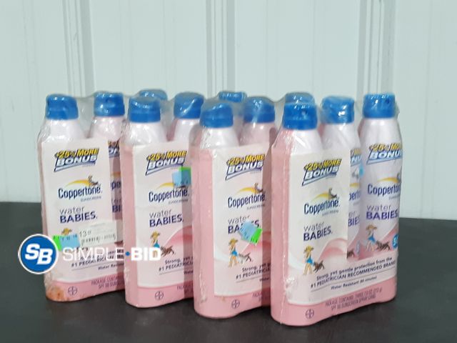 Lot 58-27472 - Lot of (4) Coppertone Water babies Sunscreen - 3 7.5 oz bottles come in each package -- total of 12 ...