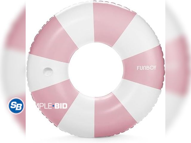 Lot 58-50025 - New FUNBOY Giant Vintage Stripe Inflatable Tube Pool Float with Cup Holder 48" Large Pool Float for ...