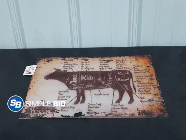 Lot 58-34809 - New Decorative Metal BEEF Cuts Sign - approx. 17" x 13"