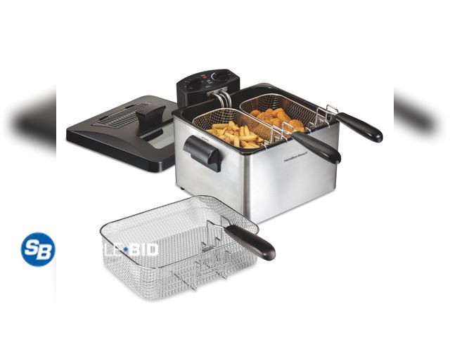 Lot 58-28794 - Hamilton Beach Professional-Style Deep Fryer with 3 Frying Baskets, 4.7 Quart or 19 Cup Oil Capacity...