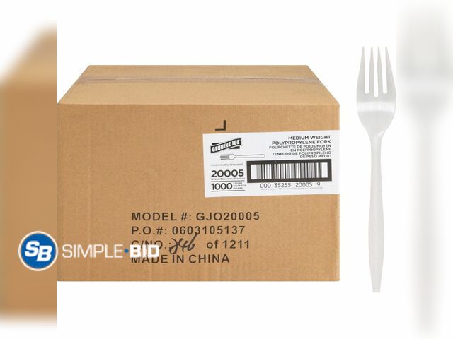 Lot 58-60748 - New Genuine Joe, GJO20005, Individually Wrapped Fork, 1000 / Carton, White