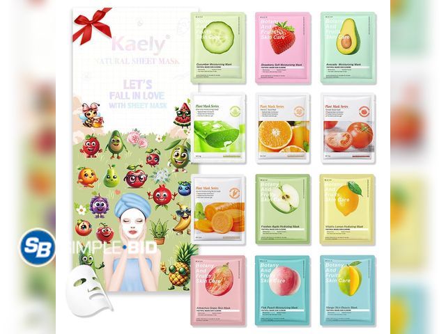 Lot 58-38355 - New 12 Pack Various Fruits Face Sheet Mask Skincare,Hydrating Face Mask For Sensitive Skin,Moisturiz...