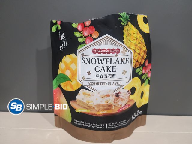 Lot 58-30589 - Taiwanese Pastry Snowflake Cake - assorted Flavor - Pineapple, Mango , Cranberry individually wrappe...
