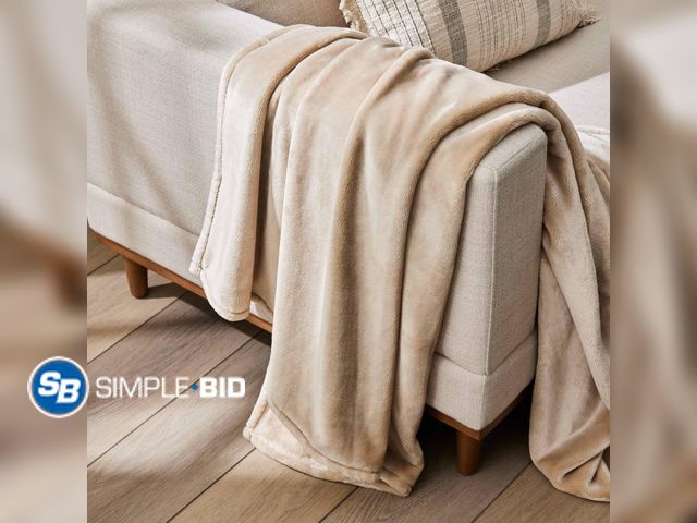 Lot 58-24077 - New Better Homes &amp; Gardens Solid Velvet Plush Adult Fleece Throw, Oversized, Almond Biscuit
