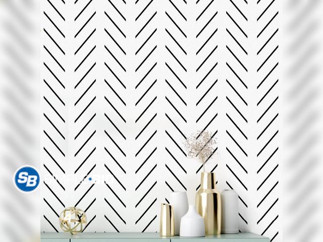 Lot 58-39654 - Erfoni Black and White Peel and Stick Wallpaper Modern Herringbone Contact Paper Bathroom 17.7inch x...