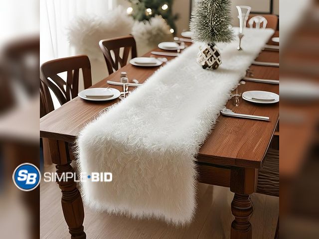 Lot 58-17818 - CHRISTMAS IN JULY! New Faux Fur Table Runner,Table Runner for Soft Luxury Winter Decor Xmas White De...