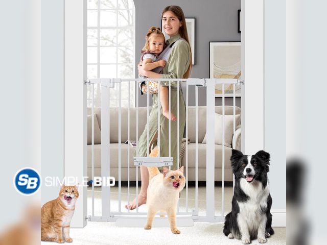 Lot 58-41919 - New 37 Inch Tall Baby Gate with Cat Door, Adjustable 29.55" and -40.55" Wide Auto Close Dog Gate Pre...