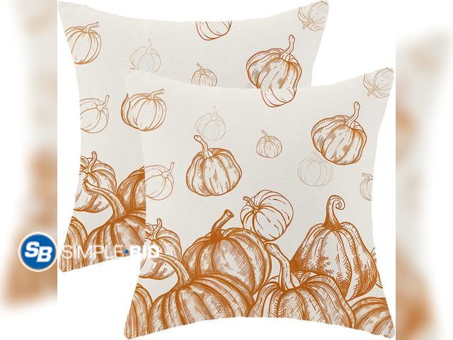 Lot 58-74326 - New Fall Decor Pillow Covers 20x20 Inch Set of 4 Autumn Burnt Orange Pumpkin Print Throw Pillows for...