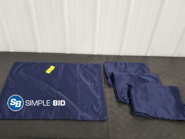 Lot 58-67180 - Lot of (4) Navy Satin Zippered Pillowcases, Standard Size - Appear Unused