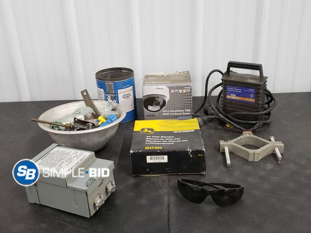 Lot 58-38557 - Box of Various Items, Charger, Electrical, Filters, and More