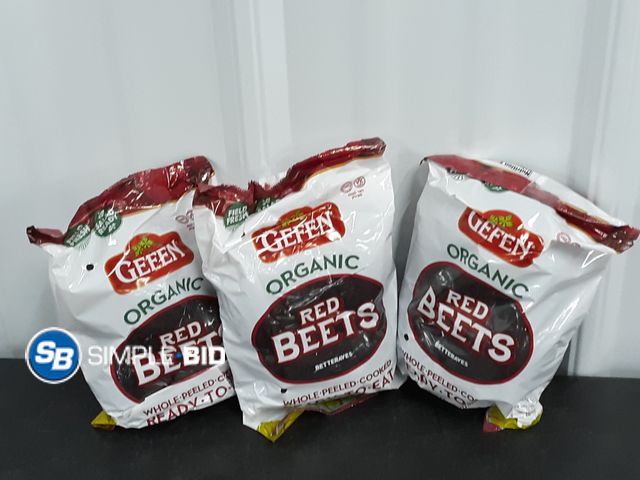 Lot 58-37903 - Organic BEETS Whole Peeled cooked - 3 pack - unopened - out of box