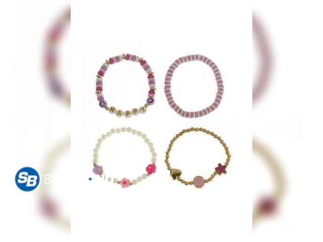 Lot 58-57816 - New Wonder Nation 4 Pack Bracelet Set with Smiley Face and 'Happy' Letter Beads (Girl's)