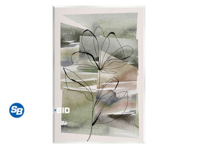 Lot 58-73244 - New Stupell Industries Flower Outline on Green Botanical &amp; Floral Painting Unframed Art Print Wa...