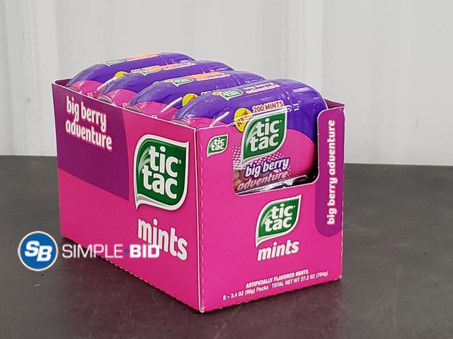 Lot 58-71782 - Lot of (8) Tic Tac Fresh Breath Mints, Big Berry Adventure, Bulk Hard Candy Mints, 3.4 oz Bottle Pac...