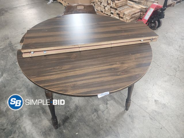 Lot 58-22003 - Wooden Round Table with (2) Leaves and 1 Chair