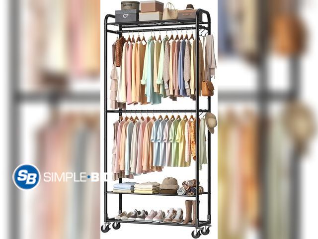 Lot 58-75992 - New Luxspire Clothes Rack 3-Tier Portable Freestanding Closet with Shelves