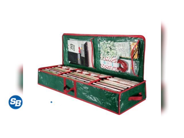 Lot 58-29600 - New piaybook Wrapping Paper Storage Container Christmas Storage Rack Spacious Under Bed Holiday Wrap...