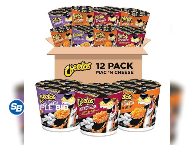 Lot 58-71850 - Cheetos Mac 'N Cheese, 3 Flavor Variety Pack, Mac and Cheese, Macaroni &amp; Cheese, 2 oz Cups, 12 C...