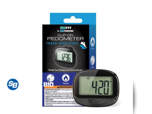 Lot 58-58711 - New Xtreme Fit Clip-on Pedometer with Distance, Calories, and Time Tracking - Includes Battery - Bla...