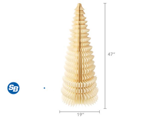 Lot 58-52891 - CHRISTMAS IN JULY! New Honeycomb Paper Tree Christmas Decoration, White, 47"
