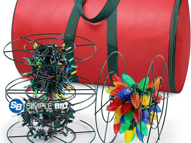 Lot 58-21097 - CHRISTMAS IN JULY! New Christmas Light Storage Reels - Metal Spool with Durable Oxford Bag for Holid...