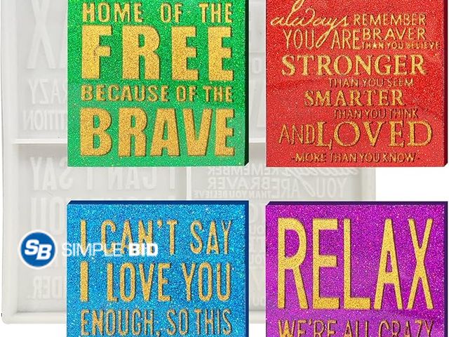 Lot 58-26023 - New Square Sign Molds Inspirational Quotes Resin Molds Silicone Epoxy Resin Patriotic Mold Sign I Lo...