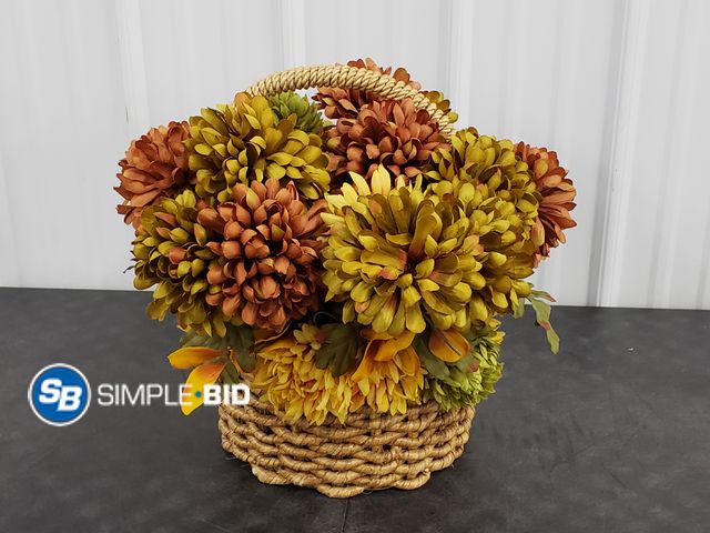 Lot 58-78203 - Decorative Fall Floral Basket (fake flowers)
