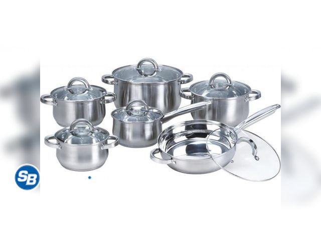 Lot 58-32012 - New Heim Concepts HC12PCSET Stainless Steel Cookware Set